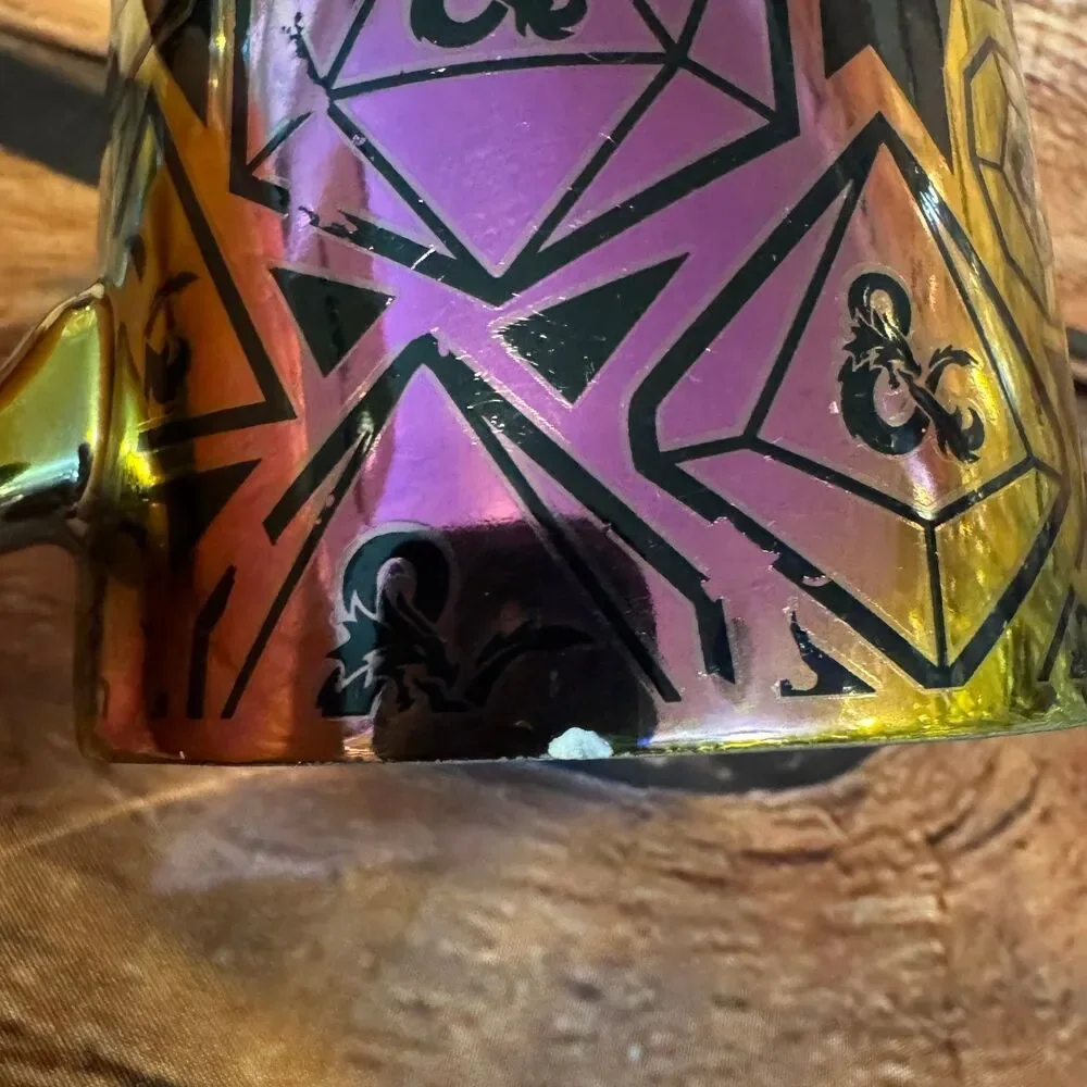 Dungeons & Dragons Mug Rainbow Iridescent 12oz Dice Pattern Ceramic Licensed